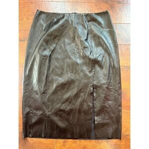 Tahari Womens Faux Leather Pencil Fitted MIDI Skirt Womens Size 14W Office